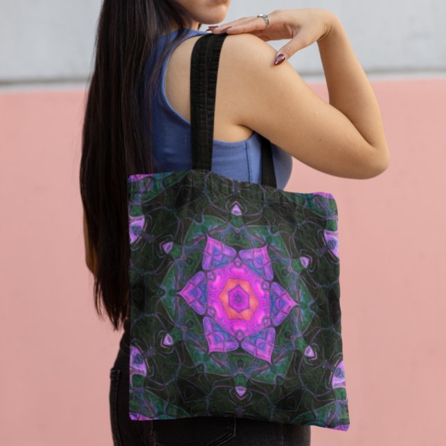 Bolso De Tela Mosaico Mandala Flor rosa y negro (Subido por el creador)