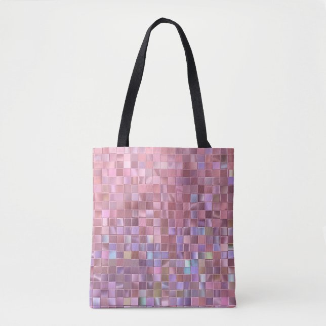 Bolso De Tela Mosaico rosa del holograma impreso (Anverso)