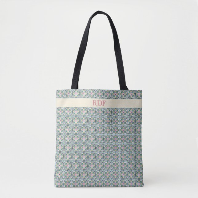 Bolso De Tela Mosaico rosa y azul (Anverso)