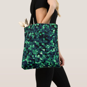 Bolso De Tela Mosaico verde negro con color parcialmente elimina