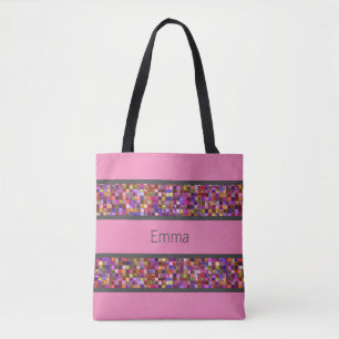 Bolso De Tela Mosaico y rosa