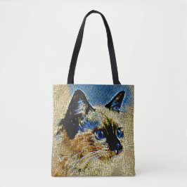 Bolso De Tela Mosaicos de gato siameses de ojos azules