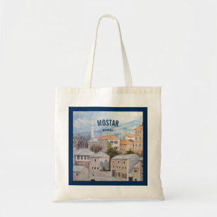 Bolso De Tela Mostar, Bosnia - Pintura del paisaje de acrílico