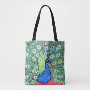 Bolso De Tela Mostrar pintura de pavo real
