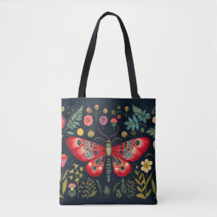 Bolso De Tela Moth Roja En El Jardín Nocturno