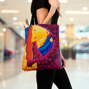 Bolso De Tela Mother and Sons Acrylic Painting Family Art Tote