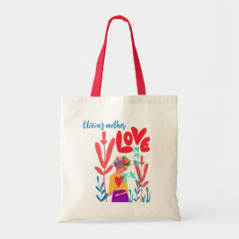 Bolso De Tela Mother's Day, love illustration. Woman, flowers