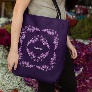 Bolso De Tela Motif de orquídeas púrpura personalizadas