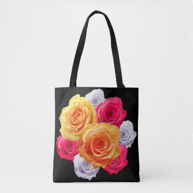 Bolso De Tela Motif Tote Bag, Rosas en flor (Anverso)