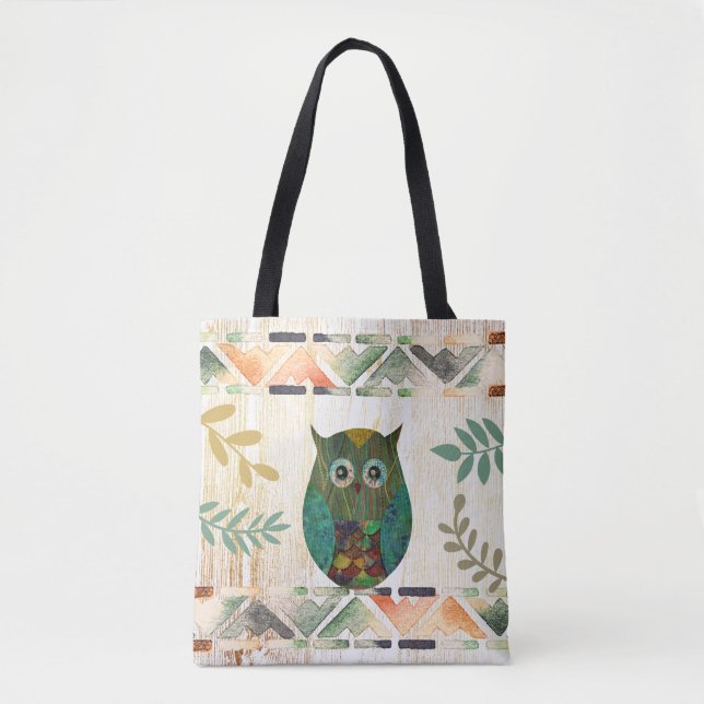 Bolso De Tela Motif tribal Owl Wisdom (Anverso)