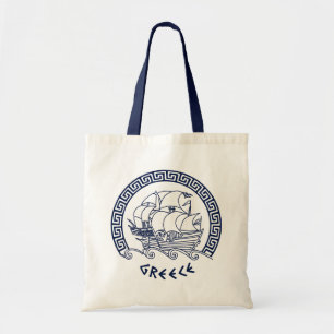 Bolso De Tela Motismo griego tradicional de barco dentro de una 