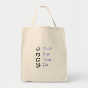 Bolso De Tela Motivación de gato lindo “Debería podría haría hiz