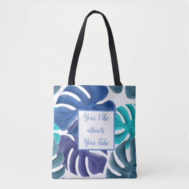 Bolso De Tela Motivación de las hojas azules tropicales (Anverso)