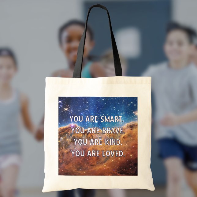 Bolso De Tela Motivación inspiradora del espacio exterior (This tote will remind them of their strength, bravery, kindness, and value. )