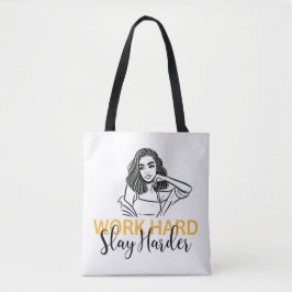 Bolso De Tela Motivación "Trabajar duro, más duro"