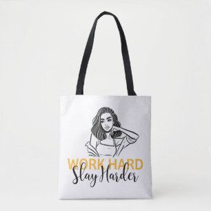 Bolso De Tela Motivación "Trabajar duro, más duro"