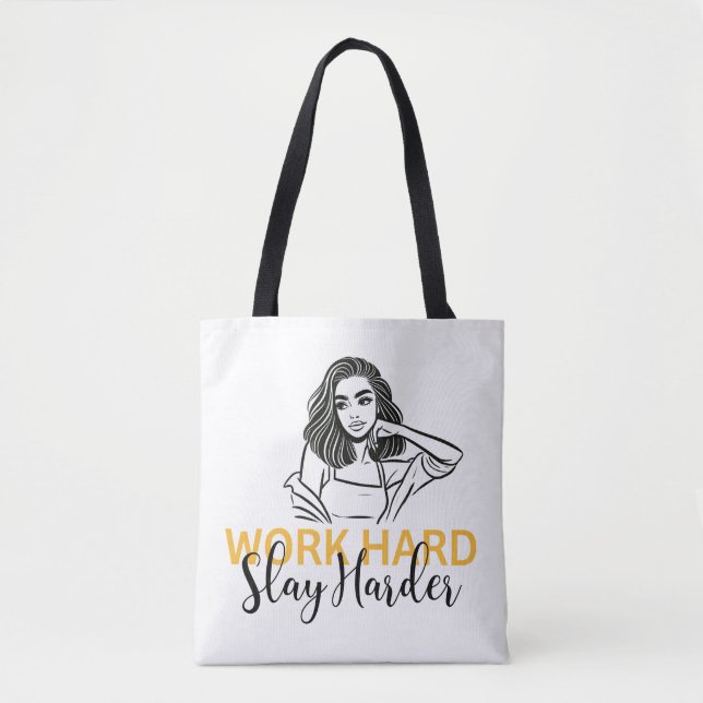 Bolso De Tela Motivación "Trabajar duro, más duro" (Anverso)