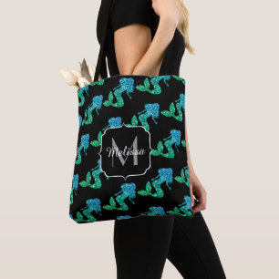Bolso De Tela Motivo de espárragos en color verde azul marino Mo
