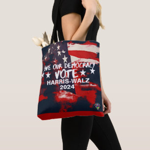 Bolso De Tela Motivo de la bandera de moda Vote Harris-Walz 2024