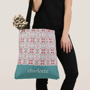 Bolso De Tela Motivo moderno de jardín monogramado Tote Bag