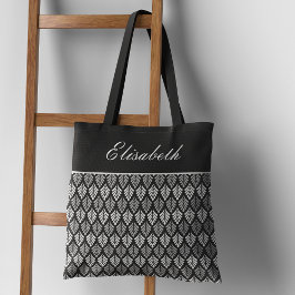 Bolso De Tela Motivo moderno en blanco y negro Nombre Tote Bag