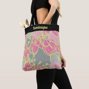 Bolso De Tela Motivo personalizado moderno de trama y flor para 