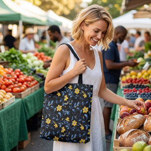 Bolso De Tela Motivos florales del arte popular ucraniano. 