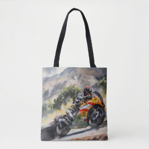 Bolso De Tela Motocicleta acorralando una montaña