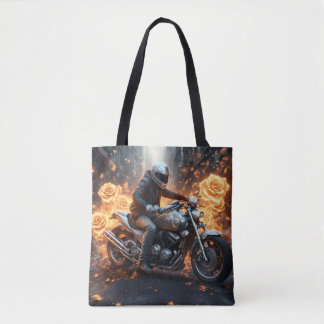 Bolso De Tela Motociclista entre los rosas