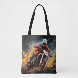 Bolso De Tela Motocross Action Sport Pintura Resumen Decor Art