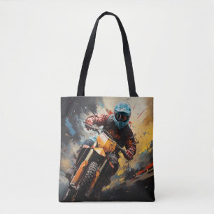 Bolso De Tela Motocross Action Sport Pintura Resumen Decor Art