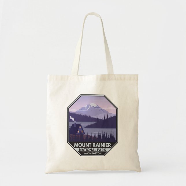 Bolso De Tela Mount Rainier National Park Washington Cabin Retro (Frente)