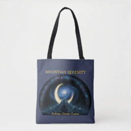 Bolso De Tela Mountain Serenity Cosmic Meditation. Crescent Moon