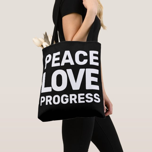 Bolso De Tela Movimiento Manos Fuera Protesta Paz Amor Progreso (Detalle)