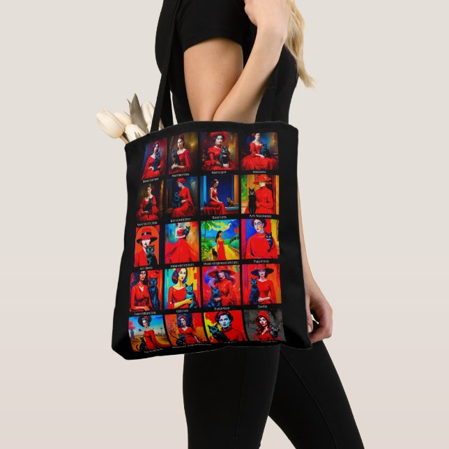 Bolso De Tela Movimientos de arte de gatos negros con vestimenta (Detalle)