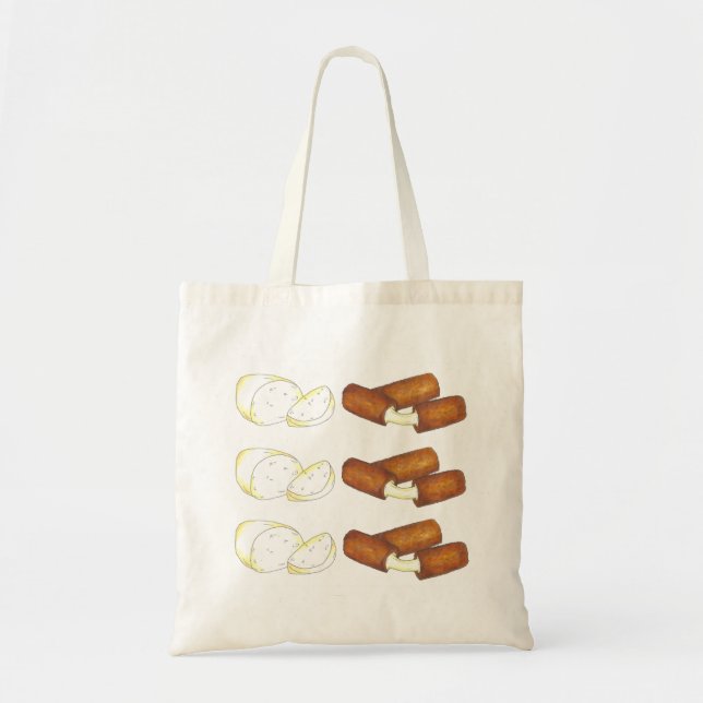 Bolso De Tela Mozzarella Queso aguijón Tote de comida chatarra (Frente)