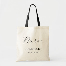 Bolso De Tela Mrs Black Modern Script Custom Wedding Newlywed