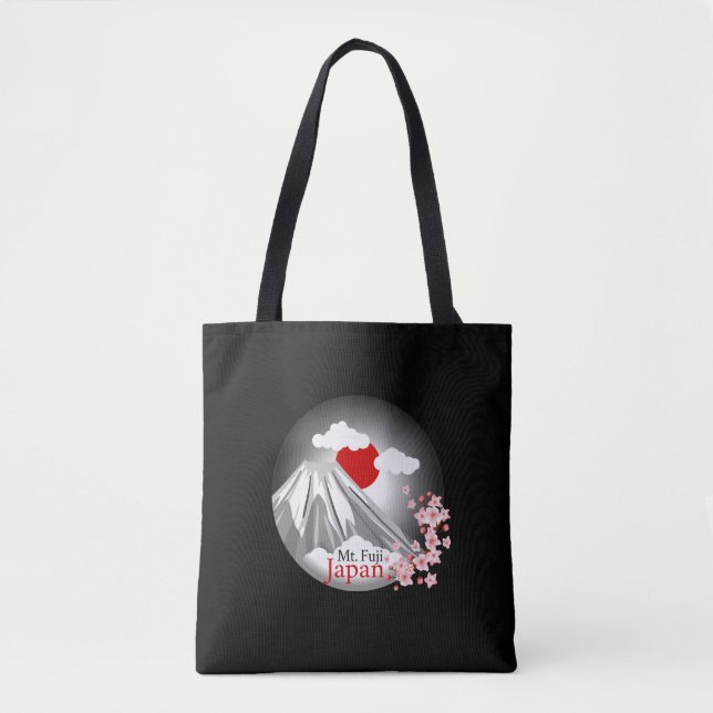 Bolso De Tela Mt. Fuji Cherry Blossom Abstract Design (Anverso)