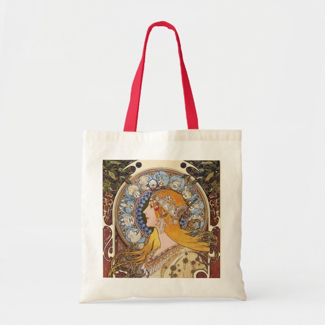Bolso De Tela Mucha - Art Nouveau - Zodiac - La Plume (Frente)