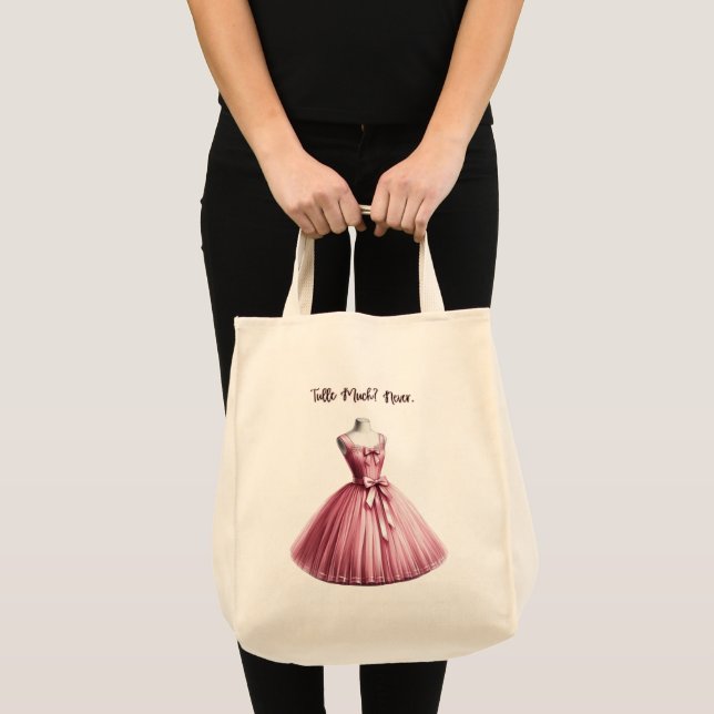 Bolso De Tela ¿Mucho? Nunca. Tote Coquette de Vestido Rosa (Anverso (producto))