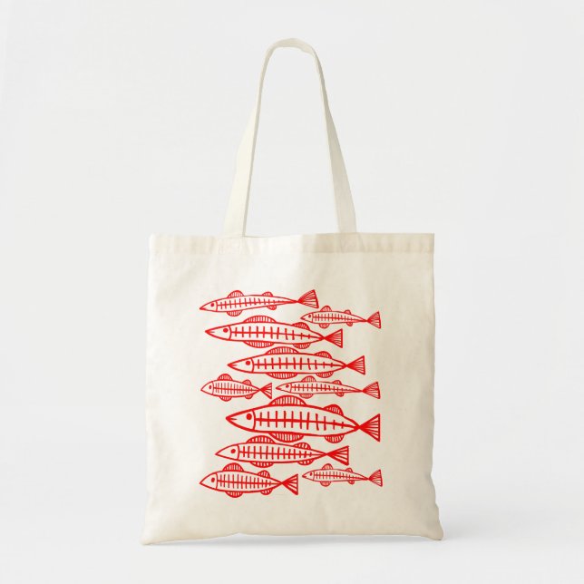 Bolso De Tela Muchos peces - Rojo (Frente)