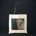 Bolso De Tela Muerte y vida por Gustav Klimt Vintage Art Nouveau<br><div class="desc">Muerte y Vida (1908) de Gustav Klimt es un fino cuadro de arte de la época victoriana con dos partes separadas, Vida y Muerte. A la izquierda, la muerte la representa un rascacielos oscuro clásico con un cráneo sonriente, cubierto con una bata oscura adornada con una cruz religiosa. A la...</div>
