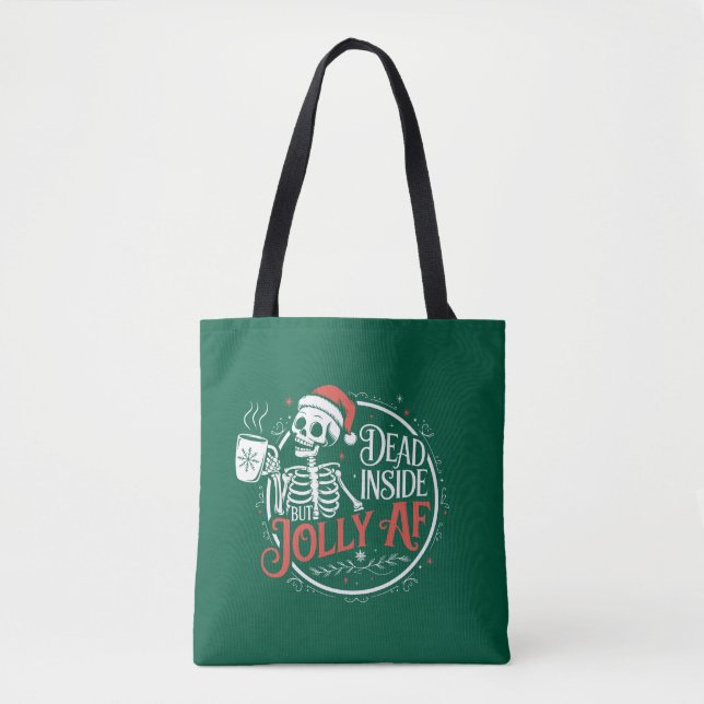 Bolso De Tela Muerto adentro pero Jolly Af Skull Santa Claus Nav (Anverso)