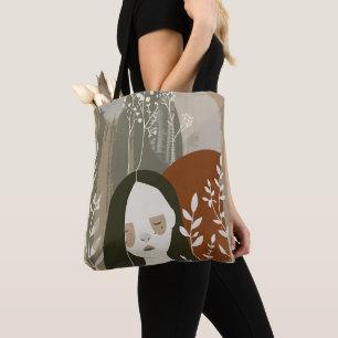 Bolso De Tela Mujer abstracta empoderante de óxido verde y bronc