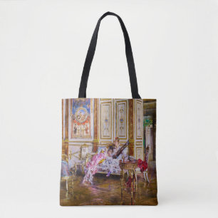 Bolso De Tela Mujer acostada con una lira y un oyente de Boldini