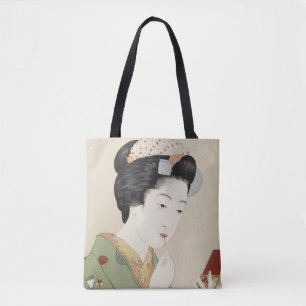 Bolso De Tela Mujer aplicando colorete de Hashiguchi Goyo