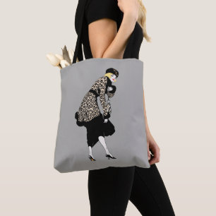Bolso De Tela Mujer Art Déco Vintage con Chaqueta Impresa de Leo