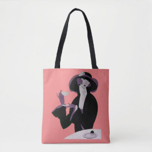 Bolso De Tela Mujer Art Déco Vintage, té de la tarde y pastelito