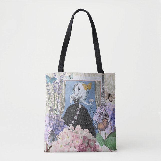 Bolso De Tela Mujer Blue Elegant Floral Fancy Gown (Anverso)