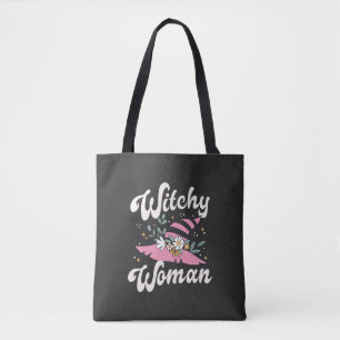 Bolso De Tela Mujer bruja divertida Bruja rosa Halloween